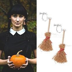 Серьги-клипсы в виде деревянных метел на Хэллоуин&nbsp;FS-WGC7667-02