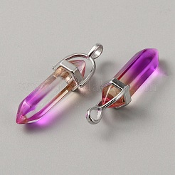 Стеклянные двойные заостренные подвески&nbsp;LS-G-WH0016-41D