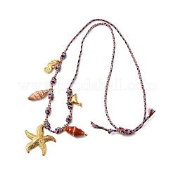 Ожерелья с подвеской из натуральной ракушки Summer Beach из нержавеющей стали 304 с гальваническим покрытием&nbsp;NJEW-F348-01C-G