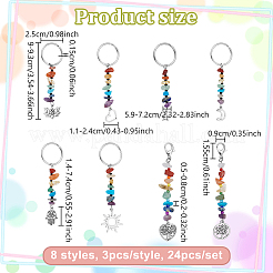 24 шт. 8 стиля подвески из натуральных драгоценных камней с кристаллами украшения&nbsp;HJEW-NB00196