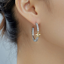 Элегантные серьги-гвоздики в форме звезды из прозрачного кубического циркония из латуни&nbsp;VM5173