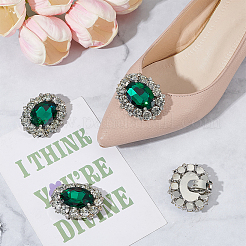 2 пара съемных украшений для обуви из стразов&nbsp;DIY-AR0004-51B