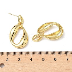 Овальные латунные серьги-гвоздики с подвесками&nbsp;EJEW-A132-03G