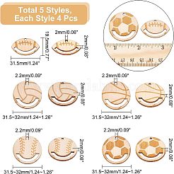 20 шт. 5 стиля полых деревянных подвесок&nbsp;WOOD-CA0001-54