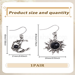 Серьги-подвески из сплава стекла «солнце и луна»&nbsp;EJEW-LP0008-055B