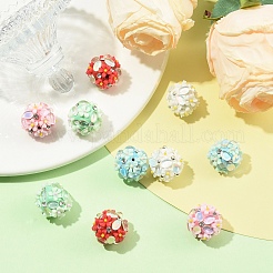 6 шт. 6-х цветные бусины из полимерной глины ручной работы со стразами&nbsp;FIND-YW0010-98