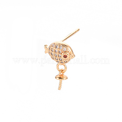 Серьги из латуни с микропейвом и прозрачным фианитом&nbsp;KK-T062-216G-NF