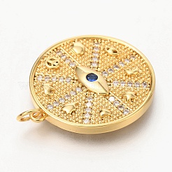 Подвески из латуни с прозрачным микропейвом и синим фианитом ZIRC-O036-09G