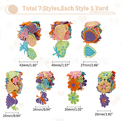 7 шт. 7 стиля радужной полиэстеровой вышитой кружевной отделки&nbsp;OCOR-WR0003-76