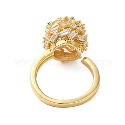 Круглые латунные кольца-манжеты с микропаве из прозрачных кубических цирконий для женщин&nbsp;RJEW-A046-17G