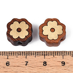 Натуральные сандаловые бусины и латунные бусины&nbsp;WOOD-T032-33E