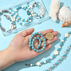 6 шт. 6 стиля синтетические бирюзовые бусины цепочка для бейсболки&nbsp;HJEW-SC0002-33