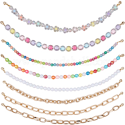 8 шт. 8 стиля акриловые бусины и алюминиевые тросовые цепи цепочка для бейсболки&nbsp;HJEW-SC0002-46