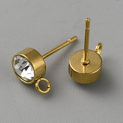 Фурнитура для сережек-гвоздиков из нержавеющей стали 304 с кристаллами и стразами&nbsp;STAS-WH0044-50G