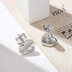 Серьги-гвоздики из латуни с микропаве из прозрачного кубического циркония&nbsp;EJEW-K299-01P-C