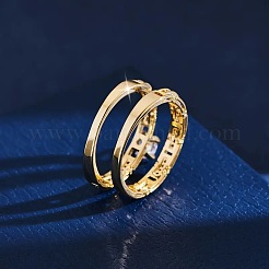 2 шт. плоские круглые латунные кольца с микропаве из прозрачного кубического циркония&nbsp;FS-WG91922-02