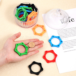 20 шт. 5-х цветное резиновое шестиугольное антипрокатывающее кольцо для ручного беспроводного микрофона&nbsp;AJEW-CA0003-46