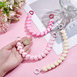 3 шт. 3-х цветные акриловые бусины в форме сердца для телефона&nbsp;PURS-UN0001-12