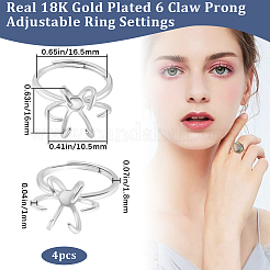 4 шт. латунная регулируемая кольцевая фурнитура&nbsp;KK-BBC0014-80S