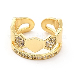 Открытое кольцо-манжета с шестигранной головкой из прозрачного кубического циркония&nbsp;KK-H439-27G