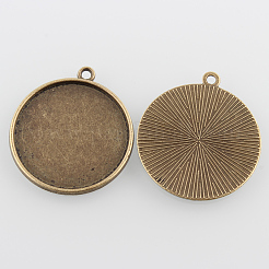 Плоские круглые сеттинги сплава кулон кабошон&nbsp;PALLOY-N0088-36AB-NF