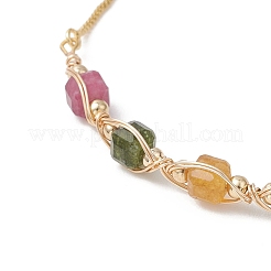 Браслеты-слайдеры из натуральных разноцветных кубических бусин турмалина&nbsp;BJEW-JB13345-01