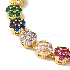 Ожерелья с цветочным звеном из латуни и циркония для женщин&nbsp;NJEW-B108-01G-03