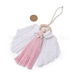 Подвеска в виде ангела из дерева и хлопковых нитей&nbsp;HJEW-JM02406-02