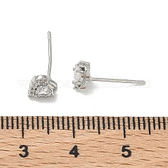 Женские серьги-гвоздики из латуни с микропаве и прозрачным кубическим цирконием&nbsp;EJEW-F403-04P