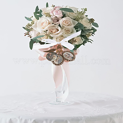 2 шт. овальный сплав стеклянный букет фотоподвески украшения&nbsp;HJEW-LP00023