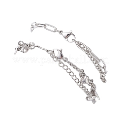 Браслеты из нержавеющей стали 304 со скрепками и цепочкой Фигаро для женщин&nbsp;BJEW-JB12445-03