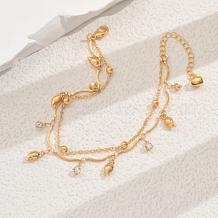 Двухслойные браслеты на ногу с тропическим железным кристаллом и стразами в виде листьев и кисточек для женской пляжной вечеринки&nbsp;GF3262