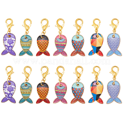 14 шт. 7-х цветные эмалевые подвесные маркеры для фиксации стежков&nbsp;HJEW-SC00174