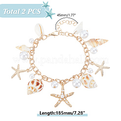 2шт браслеты из натуральных ракушек&nbsp;BJEW-HY0001-03