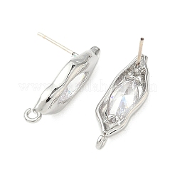 Фурнитура для сережек-гвоздиков из латуни с микропаве из прозрачного кубического циркония&nbsp;KK-D386-18P