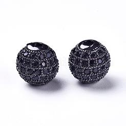 CZ латунные круглые бусины класса ААА с кубическими циркониями&nbsp;KK-O065-8mm-01B-NR