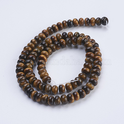 Нити из натуральных бусин тигрового глаза высшего качества&nbsp;G-P354-02-6x4mm-1