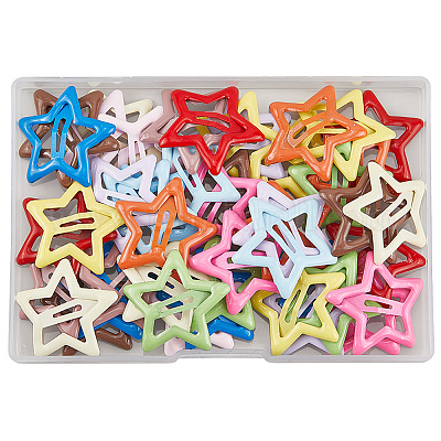 48 шт. 12-х цветные заколки-кнопки из сплава со звездочками и эмалью&nbsp;OHAR-CP0001-27-1