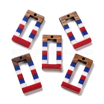 Подвески из непрозрачной полосатой смолы и орехового дерева в честь Дня независимости RESI-U010-02L-1