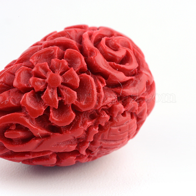 Резной цветок киноварь бусы&nbsp;X-CARL-Q004-53-1