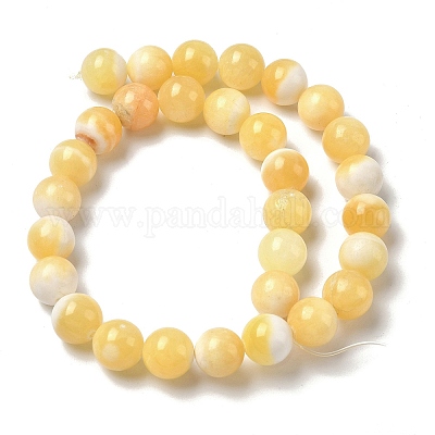 Естественный желтый нефрит бисер нитей&nbsp;G-F818-A03-14mm-1