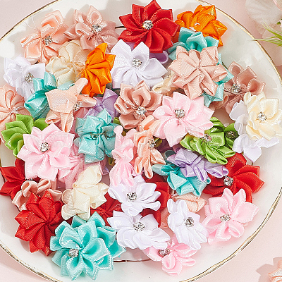 100 шт. 10 цвета полиэстеровый стразы цветок для украшения аппликации своими руками свадьба&nbsp;FIND-SP0004-89-1