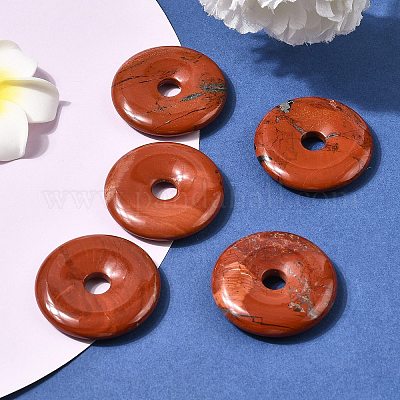 Пончик / пи диск из натурального камня подвески&nbsp;G-L234-40mm-04-1