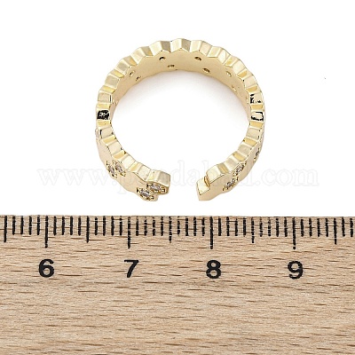 Латунные кольца-манжеты с микропаве и прозрачным цирконием для женщин&nbsp;LS-RJEW-S398-02G-1