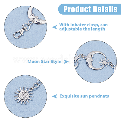 2 шт. 2-х цветные цепочки на талию из цинкового сплава с изображением луны и звезды&nbsp;AJEW-HS0001-12-1