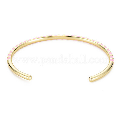 Скрученный браслет-манжета из латуни с эмалью BJEW-T020-02A-NF-1