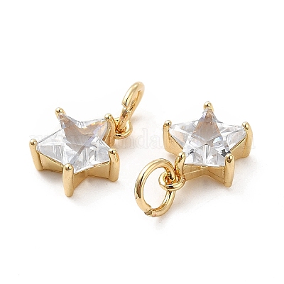 Подвески из латуни с покрытием из прозрачного кубического циркония KK-E081-03G-1