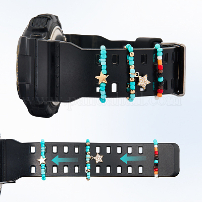 6 шт. 2 стиля стеклянных бусин декоративные кольца для ремешка для умных часов&nbsp;AJEW-CP0009-94A-1