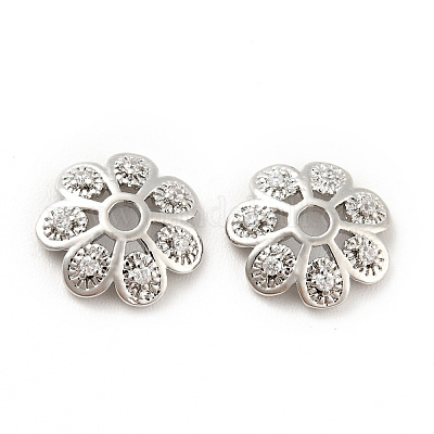 Колпачки для бусин из прозрачного кубического циркония из латуни KK-G425-05B-P-1