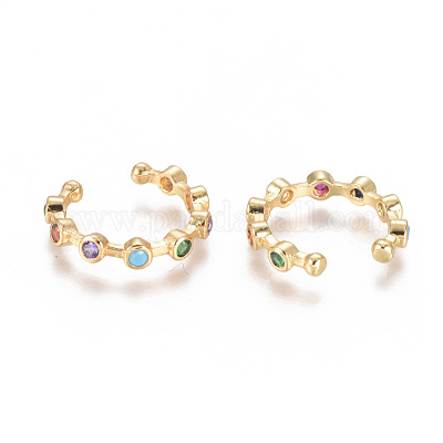 Серьги-манжеты с цирконом из позолоченной латуни EJEW-L244-21G-1